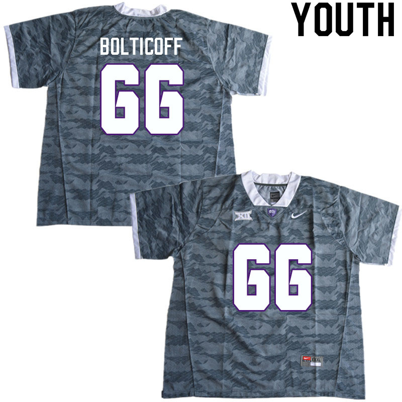 Youth #66 Noah Bolticoff TCU Horned Frogs College Football Jerseys Sale-Gray